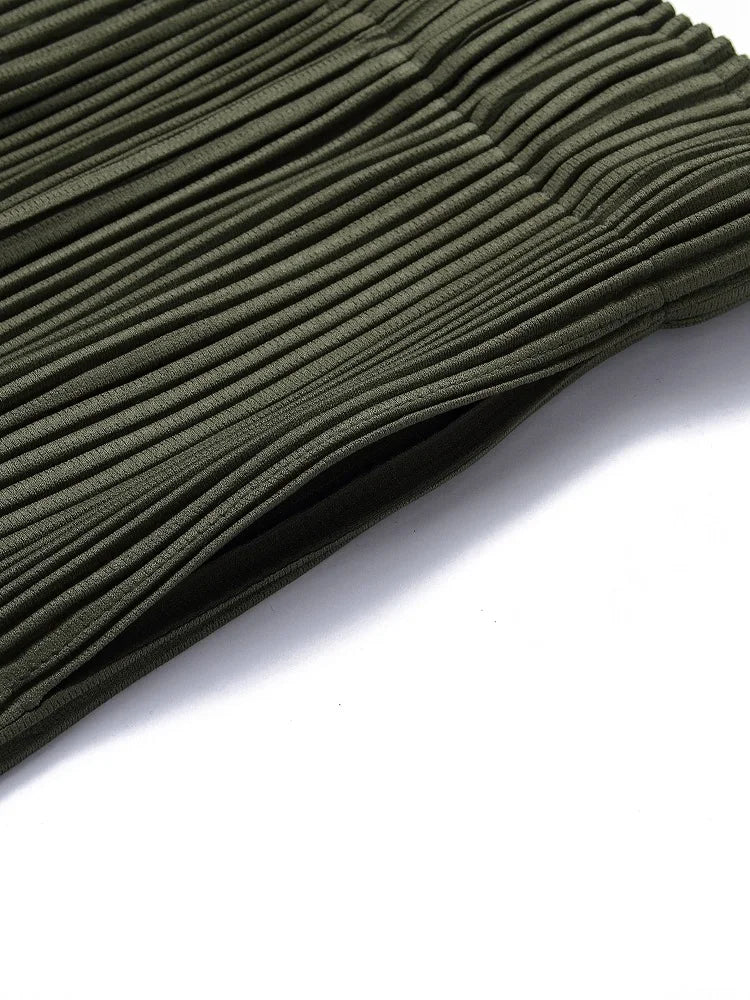 Pleated Man Loose Cargo Pants Nine-point Pants Fashion Casual Streetwear Miyake Pants