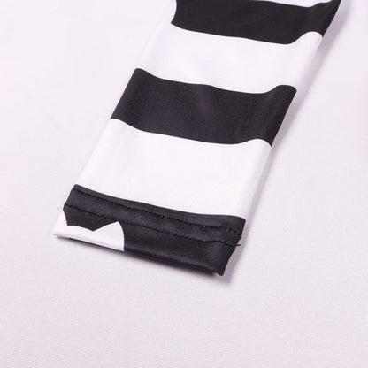 Carnival Party Children Black And White Stripe T-Shirt+Skirt+Bag Sets Kids Cartoon Cats Cosplay Costume Party Outfits 4-8Y
