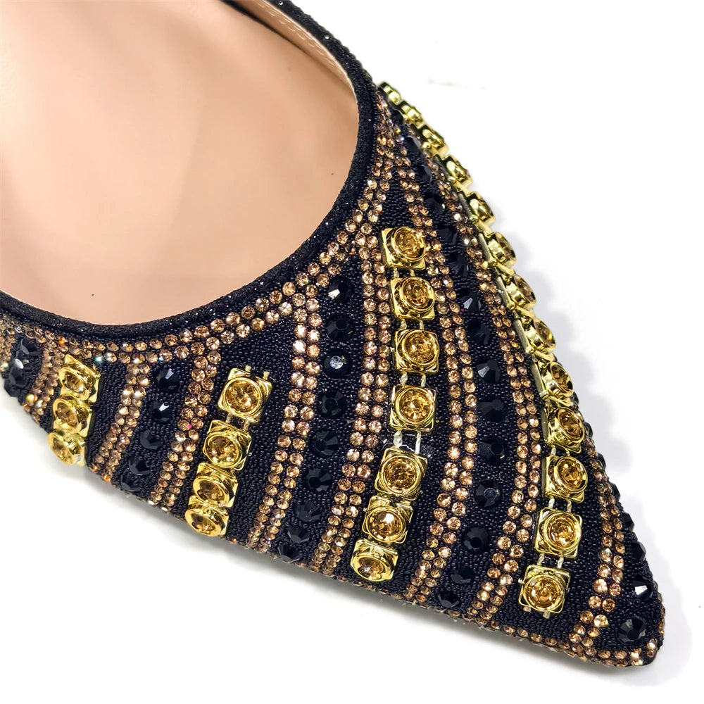 2025 Elegant Multicolor Color Women's  Heels and Rhinestone Handbag Set - Italian Design for Weddings and Parties