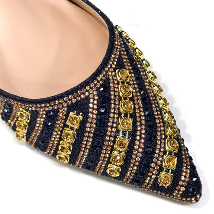 2025 Elegant Multicolor Color Women's  Heels and Rhinestone Handbag Set - Italian Design for Weddings and Parties
