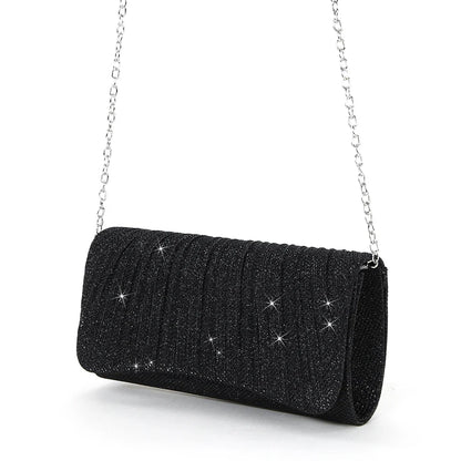 Women Shiny Crossbody Bag Elegant Sparkle Shoulder Bags Clutch Bag Fashion Chain Tote Handbag Ladies Chic Evening Wedding Clutch