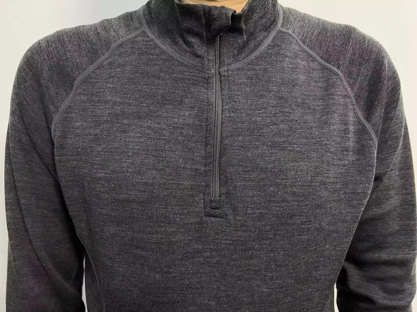 100% Merino wool Men's Base Layer Top 1/2 Zip Thermal long sleeve T shirts 210GSM Hiking Breathable Wicking Moisture