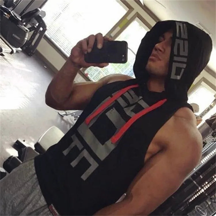 Mens Street Corner Pullovers Fitness Sport Sleeveless Hoodies Gym Bodybuilding Running Training Jogging Cotton Casual Sportswear