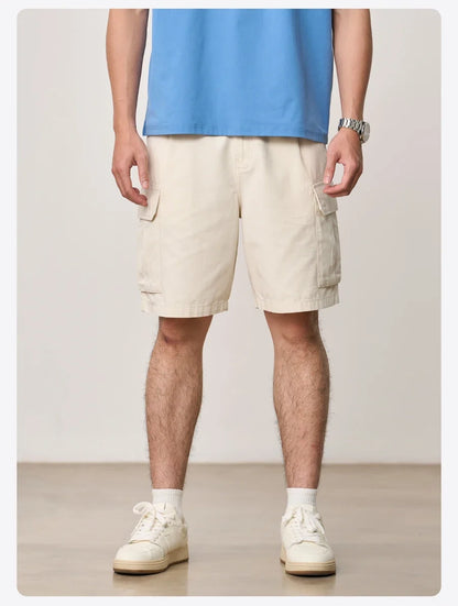 2026 Summer New Oversize 215gsm Tencel Lyocell Blend Fabric Cargo Shorts Men Fashion Outdoor Wear
