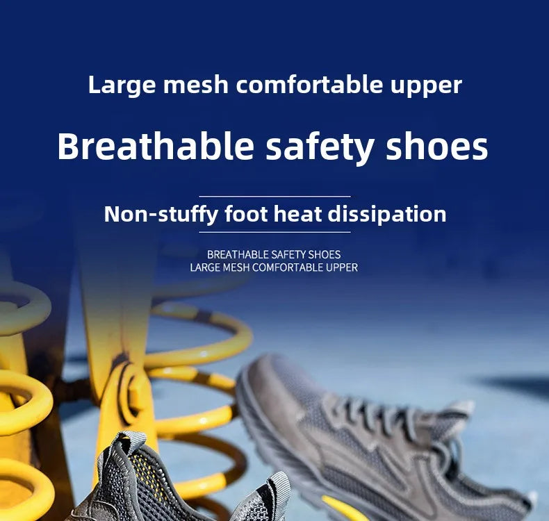 summer mesh safety shoes breathable work shoes industrial construction indestructible shoes for men steel toe safety work boots