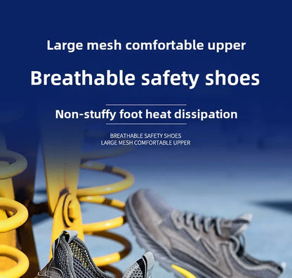 summer mesh safety shoes breathable work shoes industrial construction indestructible shoes for men steel toe safety work boots