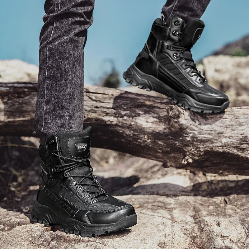 2025 Fashion Men's Desert Combat Boots Outdoor Non-slip Hiking Shoes Waterproof Men's Work Boots Men Tactical Boots Ankle Boots