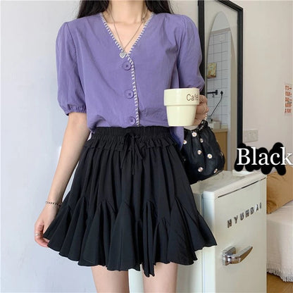 Summer Ball Gown White Mini Skirts Women 2024 Casual High Waist Ruffles Faldas Korean Bow Harajuku Y2k Micro Tennis Skirt Black