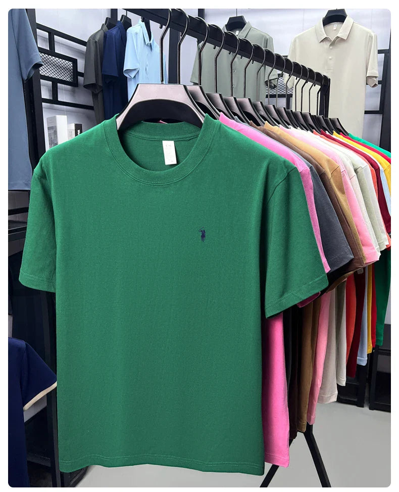 100% cotton high-end short sleeve T-shirt summer designer brand pony embroidery round neck top fashion casual golf men's wear