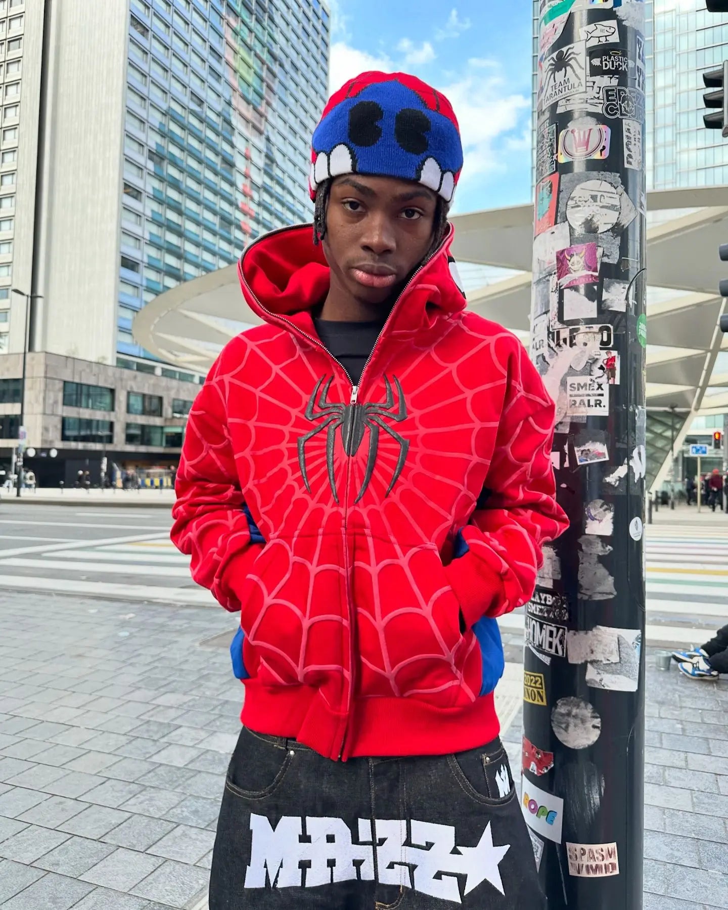 American Retro Spider Patchwork Print Hoodies Fashion Oversized Loose Full Zipper Hoodie Men Jacket Gothic Street Y2k Sweatshirt