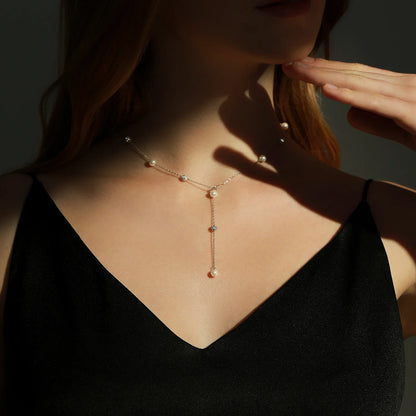 925 Sterling Silver Shambhala Sparkling Zirconia Ball Chain Luxury Shiny Y Shape Necklace For Women Fine Choker Jewelry