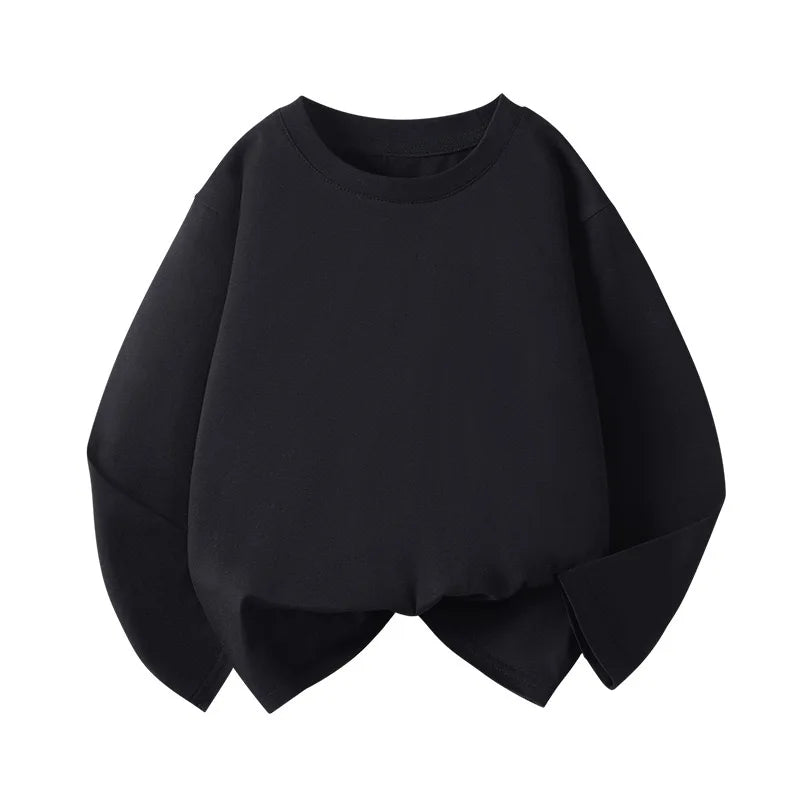 1pcs Spring Autumn Children's Pure Cotton Long Sleeve T-shirts Solid Color Boys Girls Tops Kids Baby Leisure Tee Student Clothes