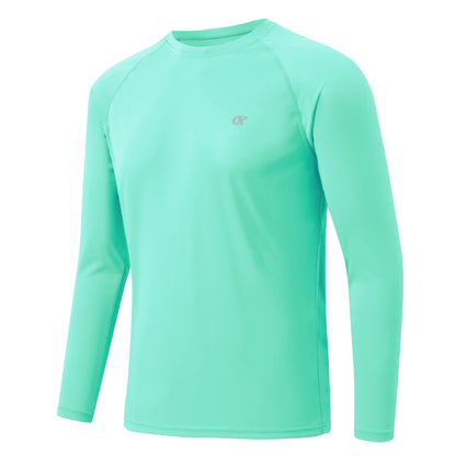 Men UPF 50+ Long Sleeve T-Shirt, Rash Guard Breathable Tops, Pullover Shirt for Sport Fishing Hiking Running Beach Surfing