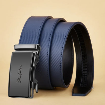 Men's Belt Blue Striped Belt Fashion Jeans Belt Genuine Leather Belt Automatic Buckle Belts