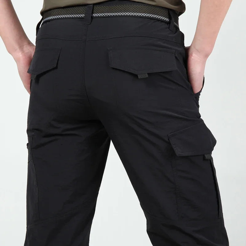 Men's Summer Thin Quick Dry Tactical Cargo Pants Army Outdoor Camping Hiking Pants Casual Trousers Male Sports Fishing Pants