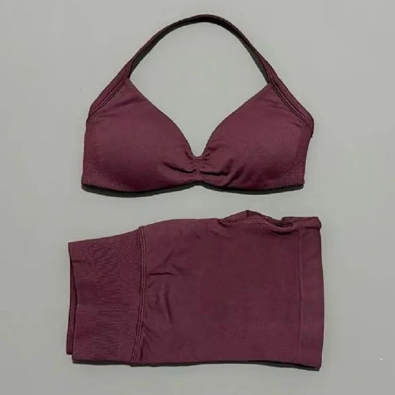 2 Piece Yoga Sets Women  Low Waist Seamless Push Up Bra Scrunch Butt Lift No Digging Comfortable Gym Running Tracksuits