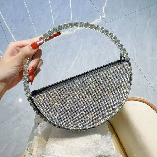 Luxury Designer Acrylic Handle Women Handbag Crystal Rhinestones Diamond Evening Bag Wedding Party Clutch Purse Shoulder Bag