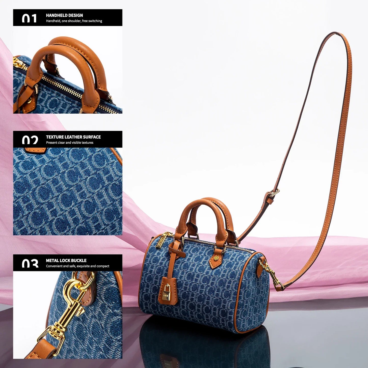 New Cowboy Splicing Pillow Bag Women's Shoulder Bag 2025 Casual Party Women's Handbag