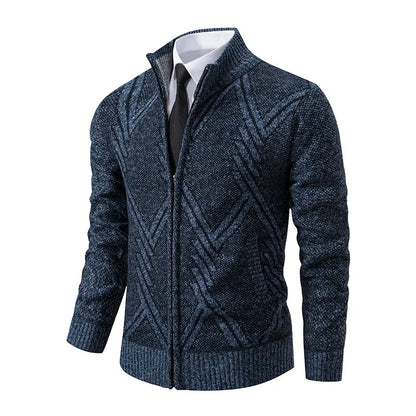 Men's Knit Cardigan Autumn Winter Sweater Coat Man Clothes Brown Blue Luxury Brand Button Fleece Lined Male Knitting Jackets