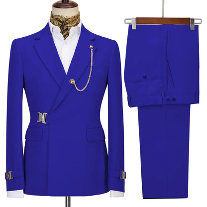 New casual Black men's suits slim two-piece business Korean version of the groom and best man wedding dress