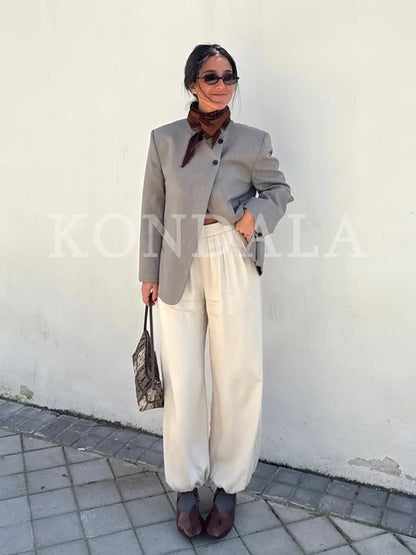 Women Trendy Hacking Blazer High Street Commute Half Turtleneck Blazer New 2026 Spring Fashion Vacation Casual Blazer