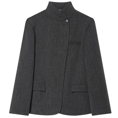 Woman 2025 Asymmetric Dark Grey Blazer Woman Autumn Women's Blazer Crop Long Sleeve Fitted Jacket Korean Popular Outerwears