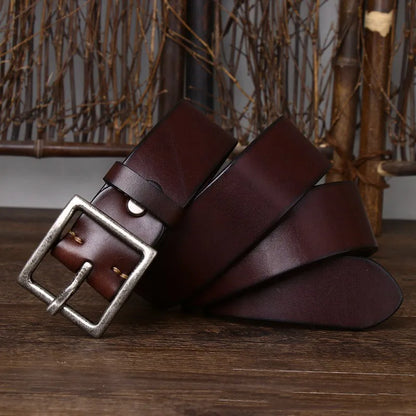 4.3CM Thickening Pure Cowhide High Quality Genuine Leather Belts for Men Brand Strap Male Copper Buckle Jeans Cowboy luxury
