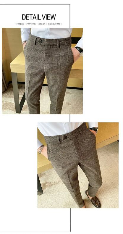 Spring and Autumn Checked Trousers for Men Are Trendy, Fashionable, Cool and Versatile, as Well as for Business and Casual Wear