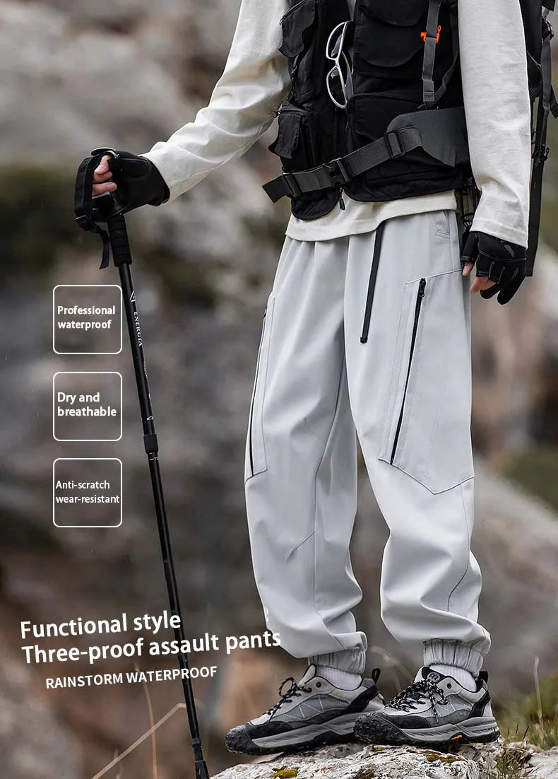 Hiking Pants Men Waterproof Windproof Pants Breathable Loose Trousers Fishing Cycling Trekking Camping Outdoor Sport Pant Autumn