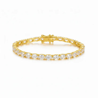 0.3-1.5CT Oval Cut Moissanite Hip-hop Tennis Bracelets for Women Men Lab Diamond Wedding Party 100% S925 Silver Chain