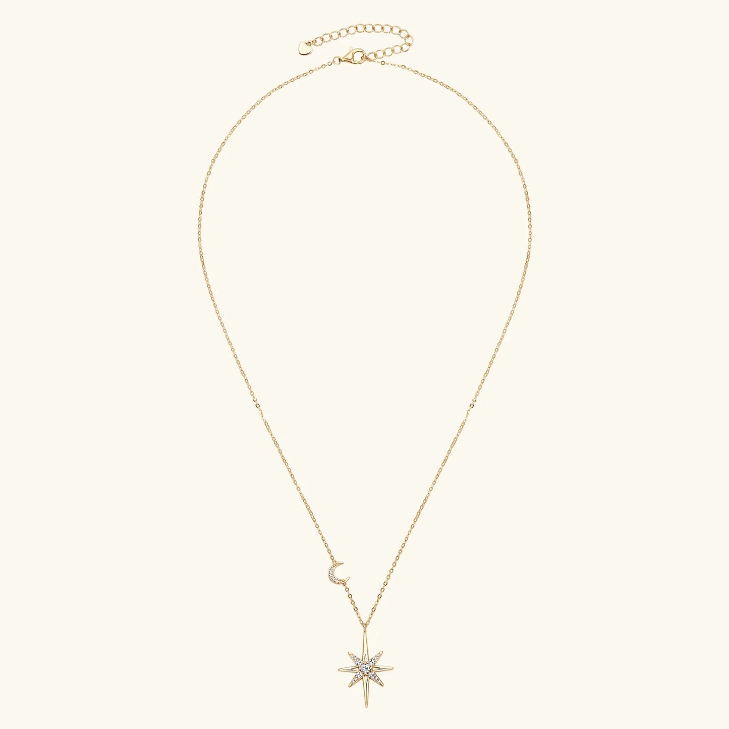 100% 925 Silver Full Moissanite Necklace for Women 18K Gold Plated Star&Moon Pendant Necklace Choker Chain Fine Jewelry Gifts