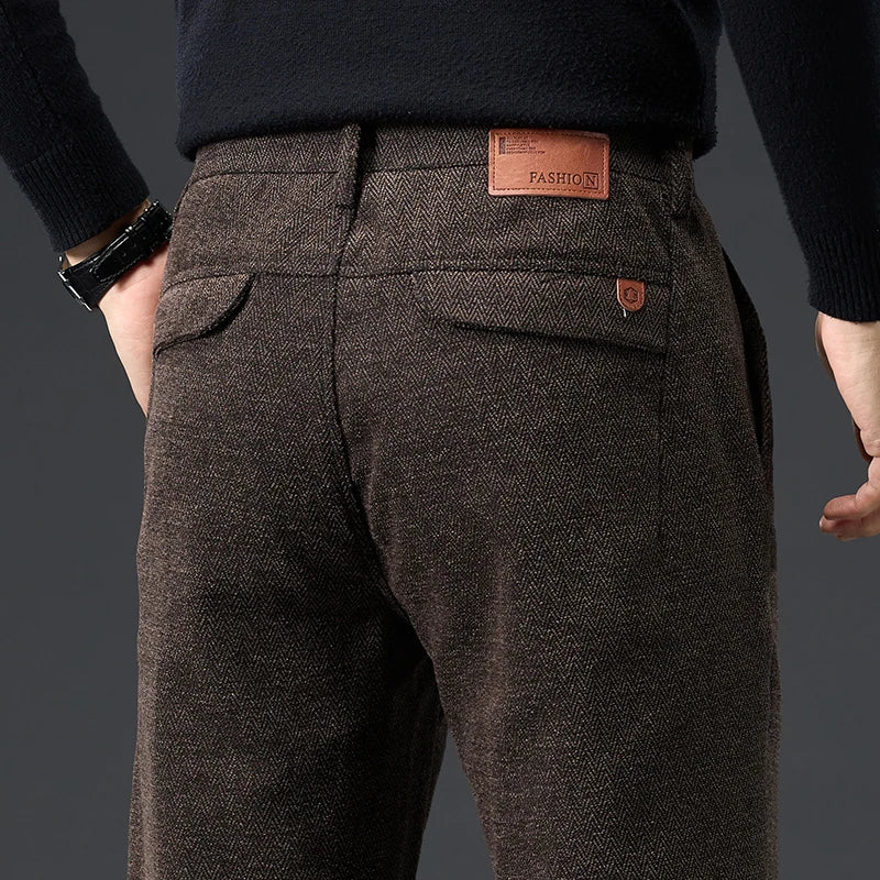 Men's Slim Fit Chenille Long Pants Advanced Business Casual Trousers Trend Autumn Comfortable Daily Wear Male Clothing