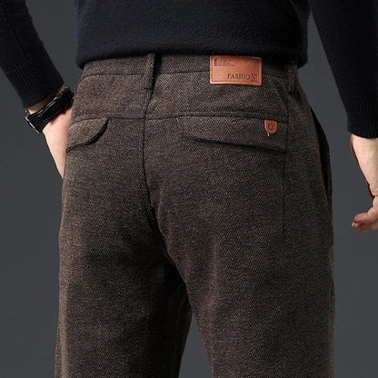 Men's Slim Fit Chenille Long Pants Advanced Business Casual Trousers Trend Autumn Comfortable Daily Wear Male Clothing