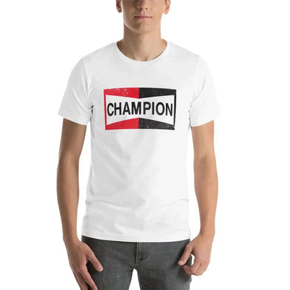 CHAMPION - Spark Plug Retro Distressed Emblem - Cl T-Shirt Short sleeve tee new edition slim fit t shirts for men