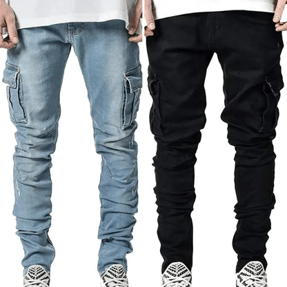 2022 New Jeans Men Fashion Hole Streetwear Straight Jeans Spring Summer Moto & Biker Skinny Casual Denim Pants For Men