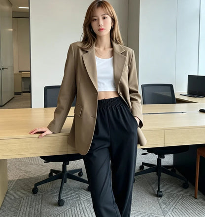 Chic Black Oversized Blazer for Women, Casual Office Lady Suit Jacket, Y2K Fashion Business Blazer, Spring Autumn Streetwear Out