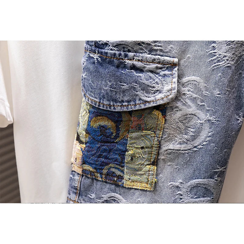 Printed Men's Clothing Denim Shorts Men Summer New Fashion Bermuda Jeans Street Wear Straight Personality Male Short Pants