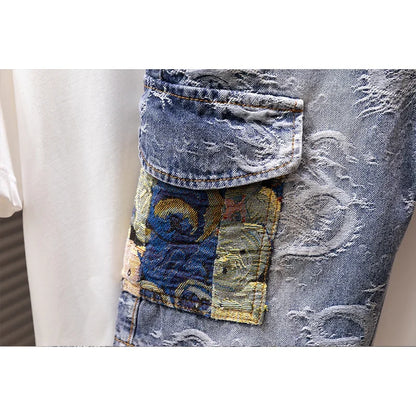 Printed Men's Clothing Denim Shorts Men Summer New Fashion Bermuda Jeans Street Wear Straight Personality Male Short Pants