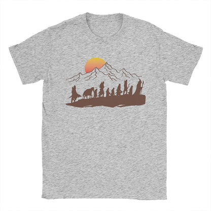 The Fellowship L-Lords Of The R-Rings T Shirts Men Pure Cotton Funny T-Shirts Round Neck  Tee Shirt Short Sleeve Clothes Summer