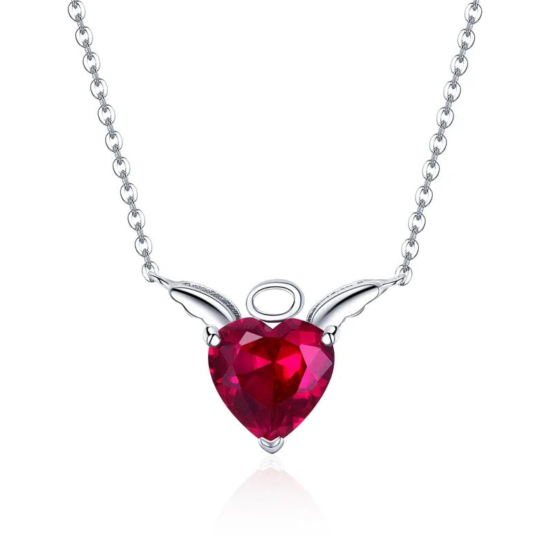 New Collection 100% 925 Sterling Silver Red Zircon Little Devil Necklace Pendant For Women Fashion Silver Jewelry SCN286