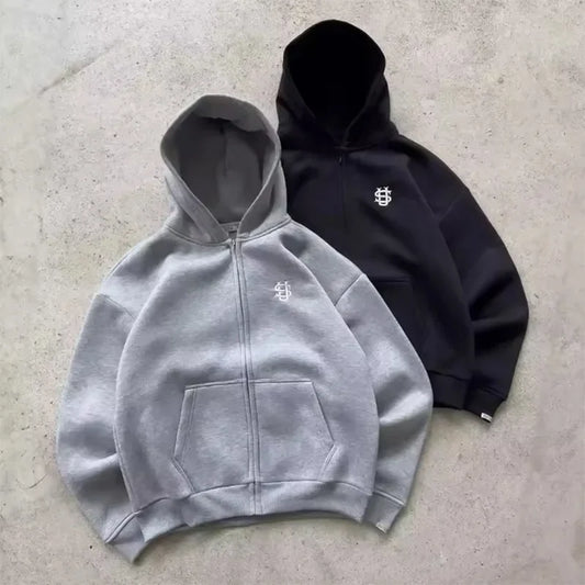 2025 Autumn/Winter Fashion Embroidery Harajuku Y2K Zipper Hoodie Women's Street Y2K New Punk Sportswear unisex Casual Hoodie