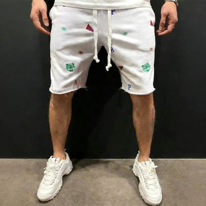Spring Summer Mens Cotton loose Shorts Streetwear Bodybuilding Embroidered casual Short pants Jogger sports Tiger head Shorts