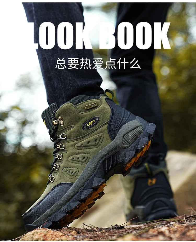 36-48 Autumn Winter Men Women Ankle Boots Leather Tactical Shoes New Plus Anti-Skidding Classical Walking Footwear Summer Hiking