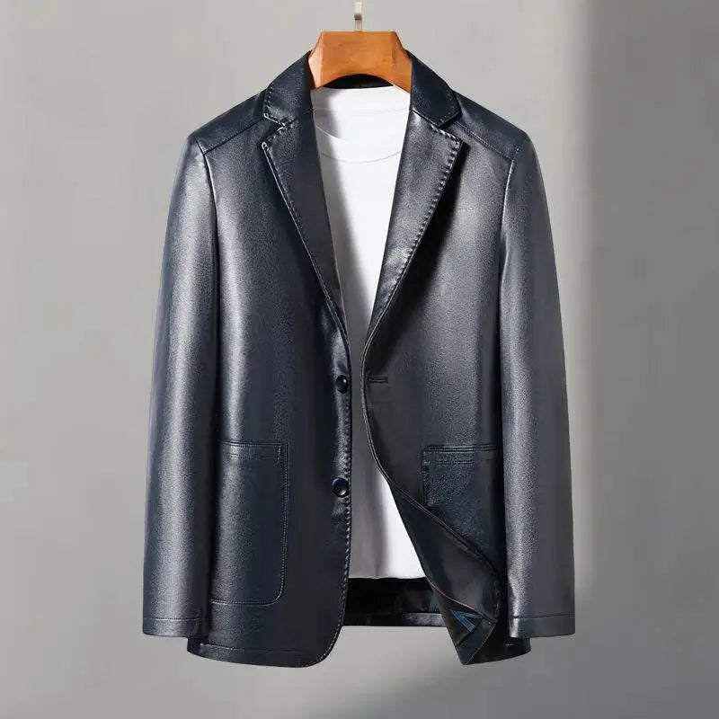 Casual Leather Suits, Genuine Leather Jackets, Men's Jackets, Sheepskin, Slimming, Large Sizes for Autumn and Winter