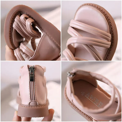 Sweet Princess Shoes for Little Girls 2026 Summer New Fashion Korean Edition High Top Roman Sandals for Girls