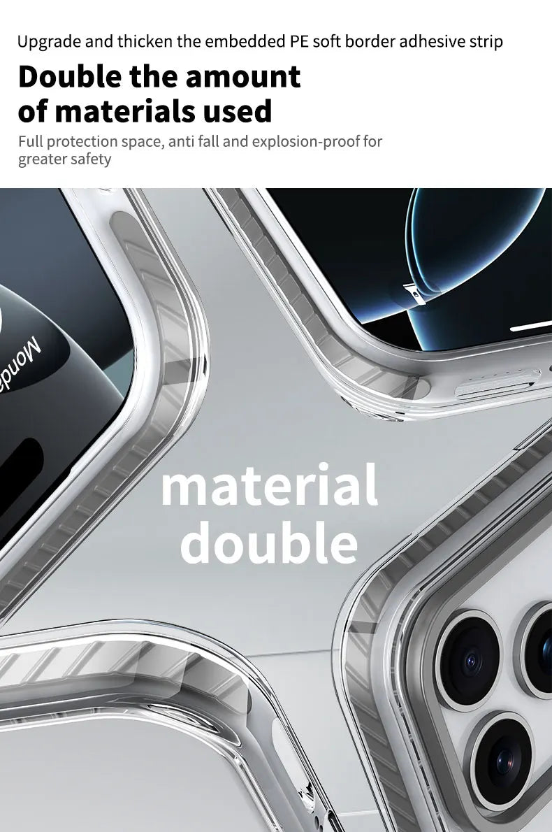 Luxury PE Striped Border HD Phone Case for iPhone 17 Air 16 15 14 Plus 13 12 Pro Max for Magsafe Magnetic Wireless Charge Cover