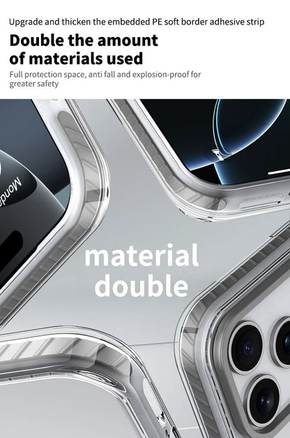 Luxury PE Striped Border HD Phone Case for iPhone 17 Air 16 15 14 Plus 13 12 Pro Max for Magsafe Magnetic Wireless Charge Cover
