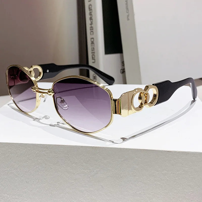 Oval Sunglasses 2025 New Female Metal Internet Celebrity Street Shot Sun Glasses Women Men Retro Photo Sunshade Ladies UV400