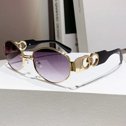 Oval Sunglasses 2025 New Female Metal Internet Celebrity Street Shot Sun Glasses Women Men Retro Photo Sunshade Ladies UV400
