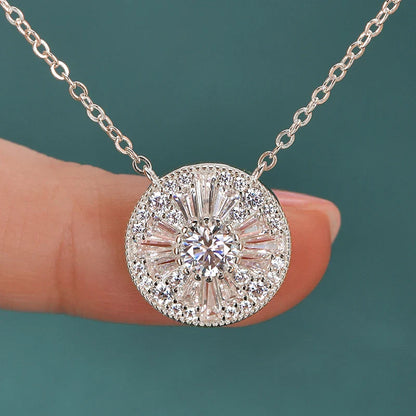 GRA Certified D VVS1 5mm Moissanite Round Charm Pendant Necklace Chain for Women 14K Gold Filled Fine Neck Jewelry Gift